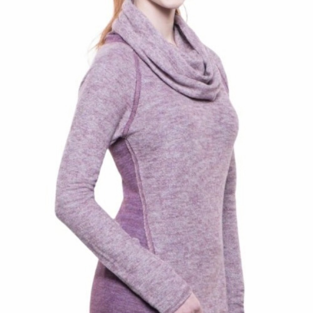 Kuhl Women’s NOVA Pullover Sweater Dress Cowl Neck Wool Blend Purple size Large - Picture 2 of 15
